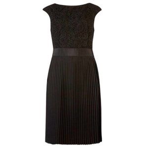 USED TED BAKER black floral lace pleated  dress